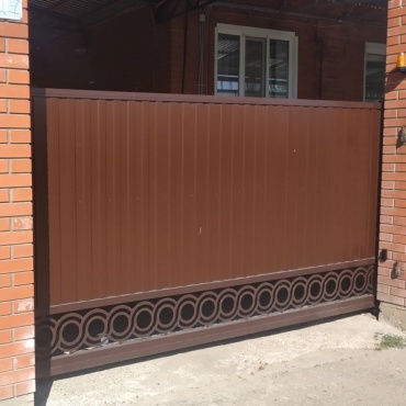 Откатные кованые ворота под навес 2000x1500